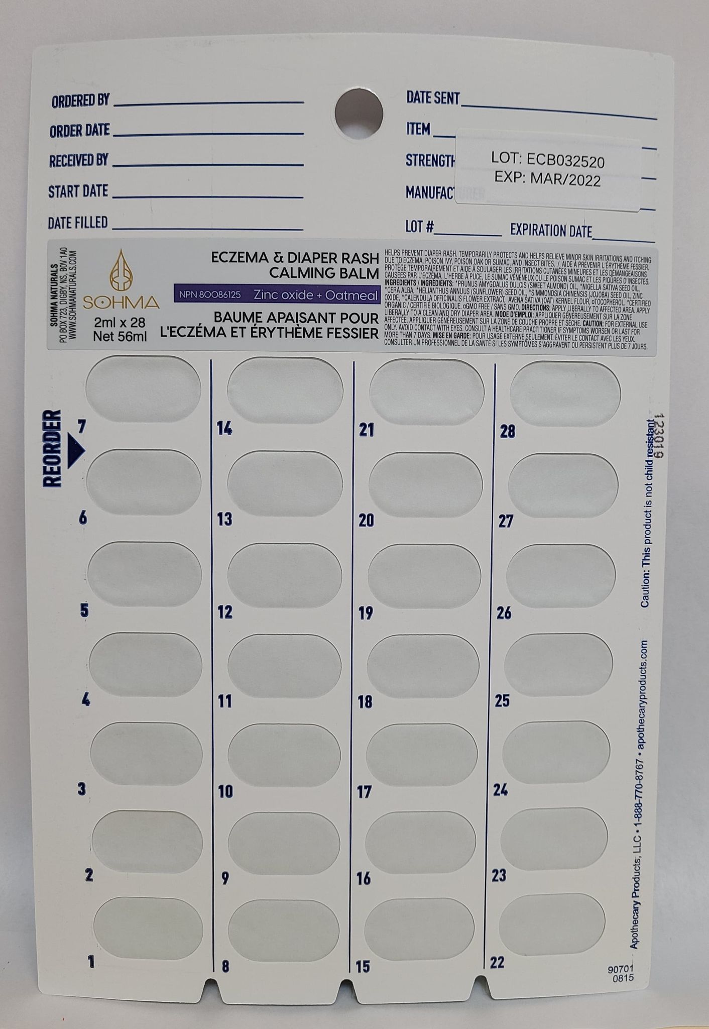 Eczema Blister Pack 2 x 28 samples WHOLESALE